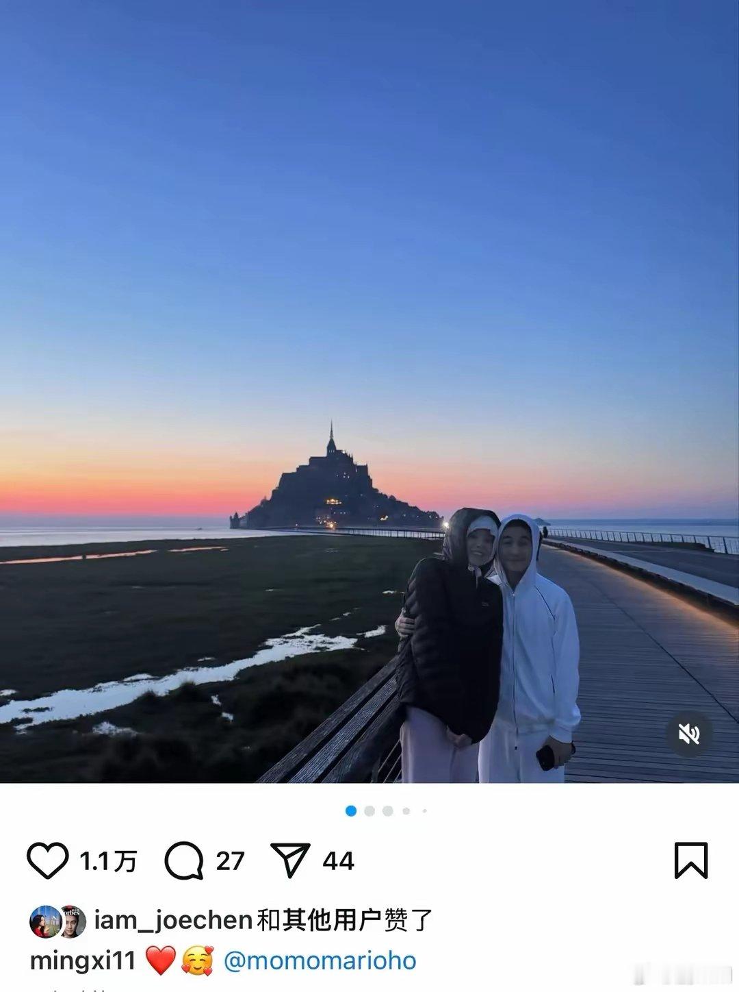 奚梦瑶何猷君巴黎旅行照奚梦瑶何猷君在圣米歇尔山城堡拍的合照，我能反复嗑100