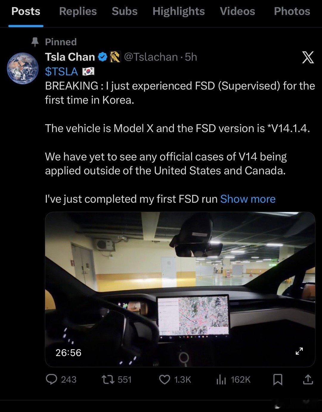 好家伙我韩国🇰🇷大兄弟TSLAChan收到了特斯拉FSD推送并且是FSD
