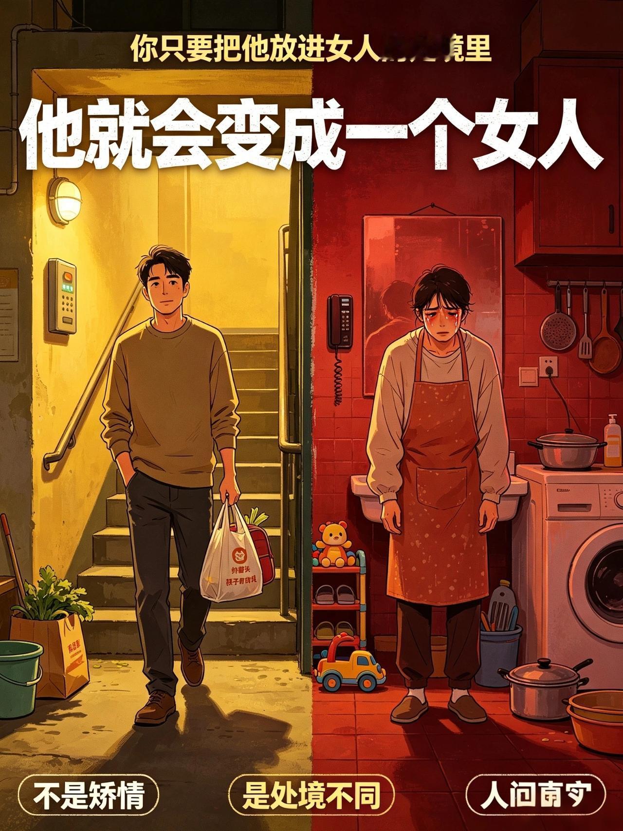 把男人放进女人的处境，他就成了女人真的特别认同一句话：人性从来不分男女，