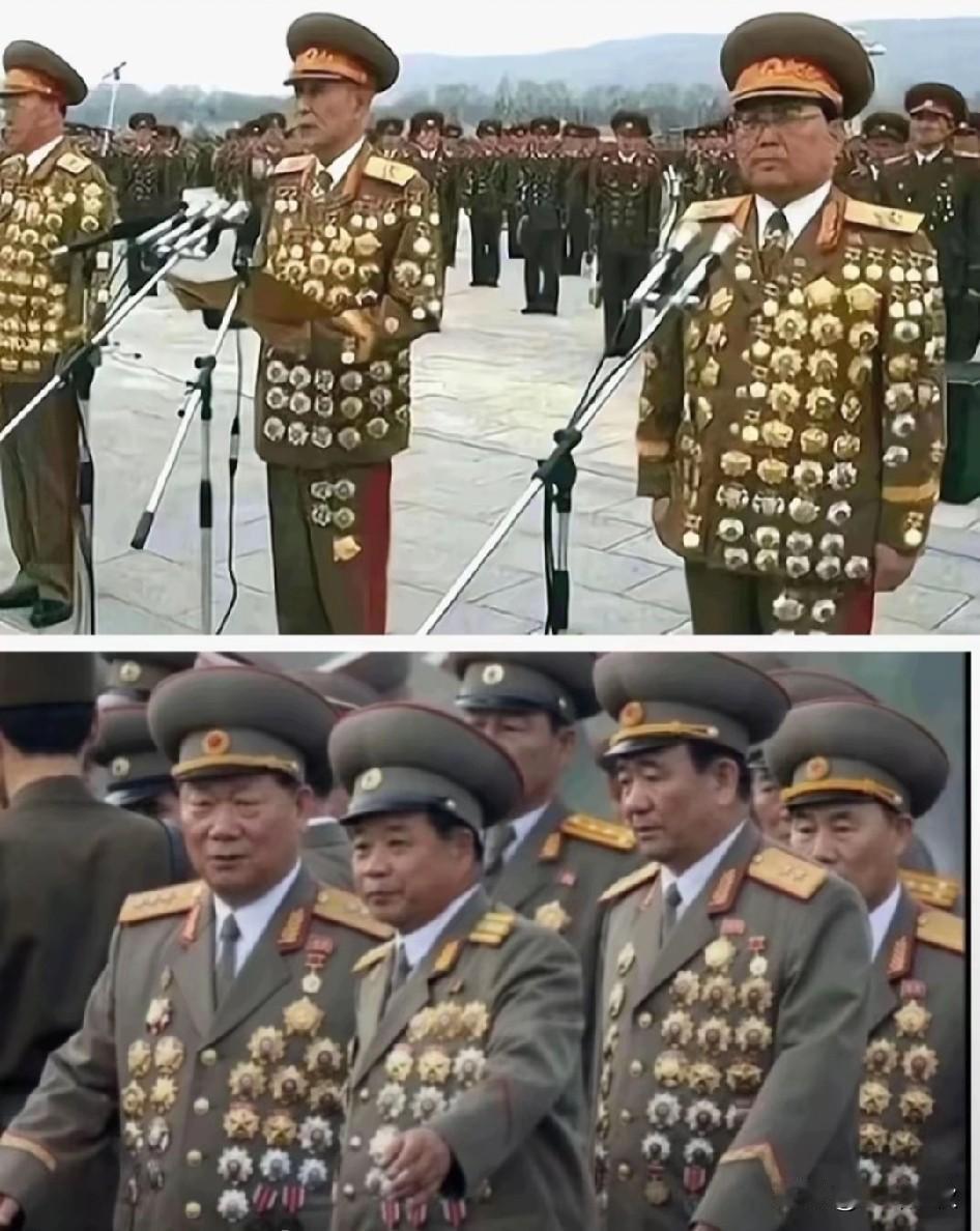 朝鲜将军为人民服务的荣耀堪称防弹衣一样的奖章挂满全身随便一块的含金量都让人震