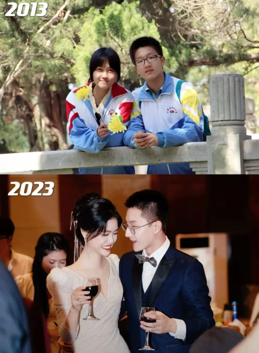 两张照片，相隔10年。