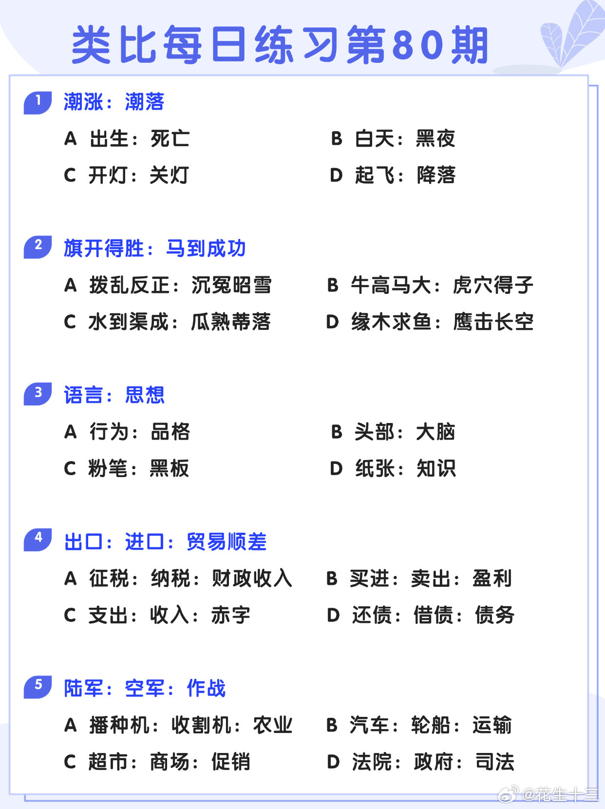 图推类比每日练习第80期图推难度：☆☆类比难度：☆☆开学元气加油站决战公考省考2