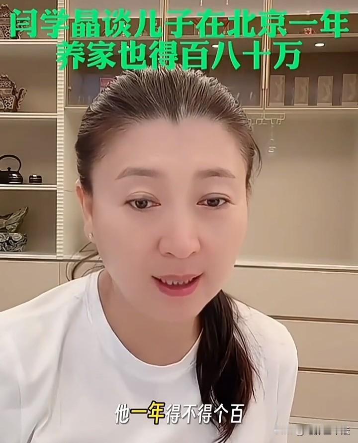 闫学晶说她32岁的儿子一年才赚几十万，在北京根本维持不了家庭的基本运转。闫学