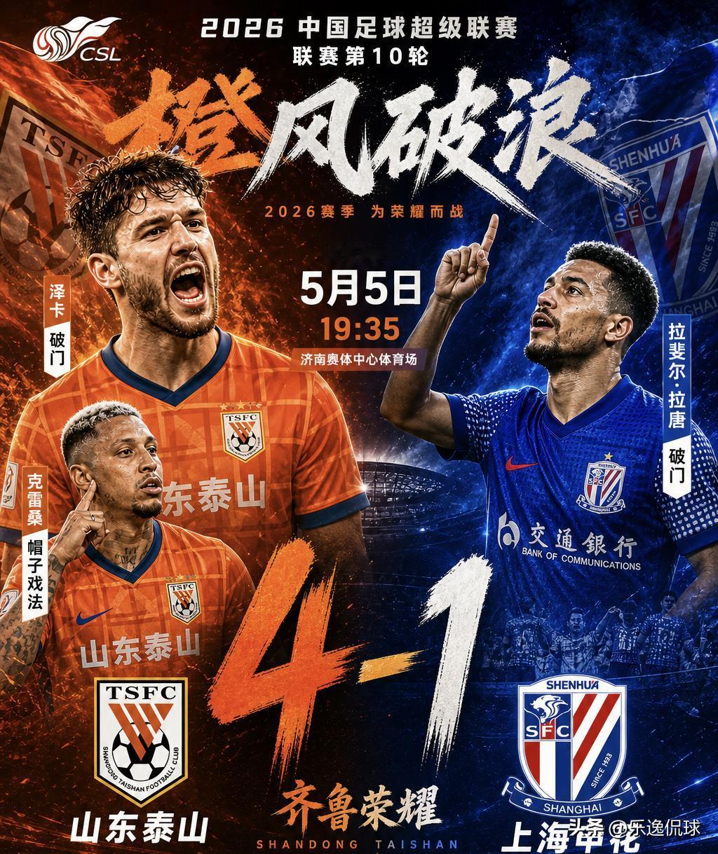 炸裂！4-1！泰山主场把申花打崩了！克雷桑戴帽封神3射1传统治全场，泽卡传射建