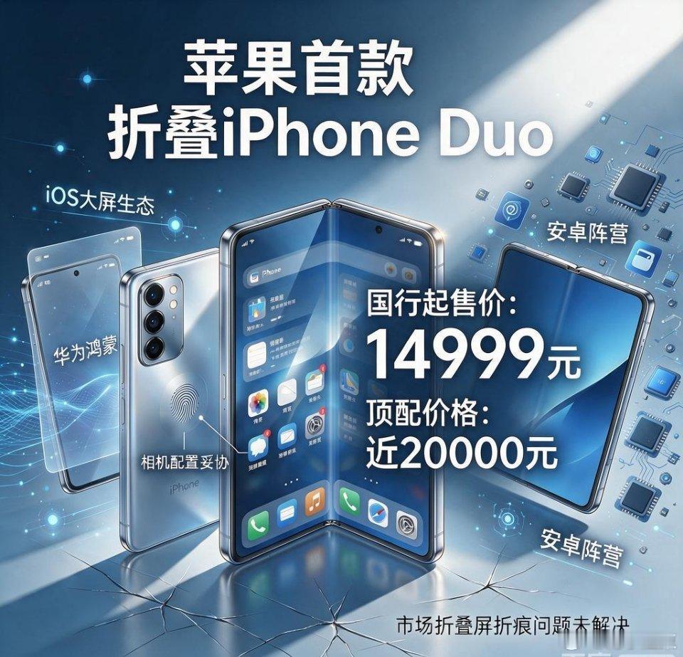 #折叠iPhone价格预测#华为鸿蒙和安卓阵营的折叠机都深耕市场多年了，苹果的首款折叠iPhoneD