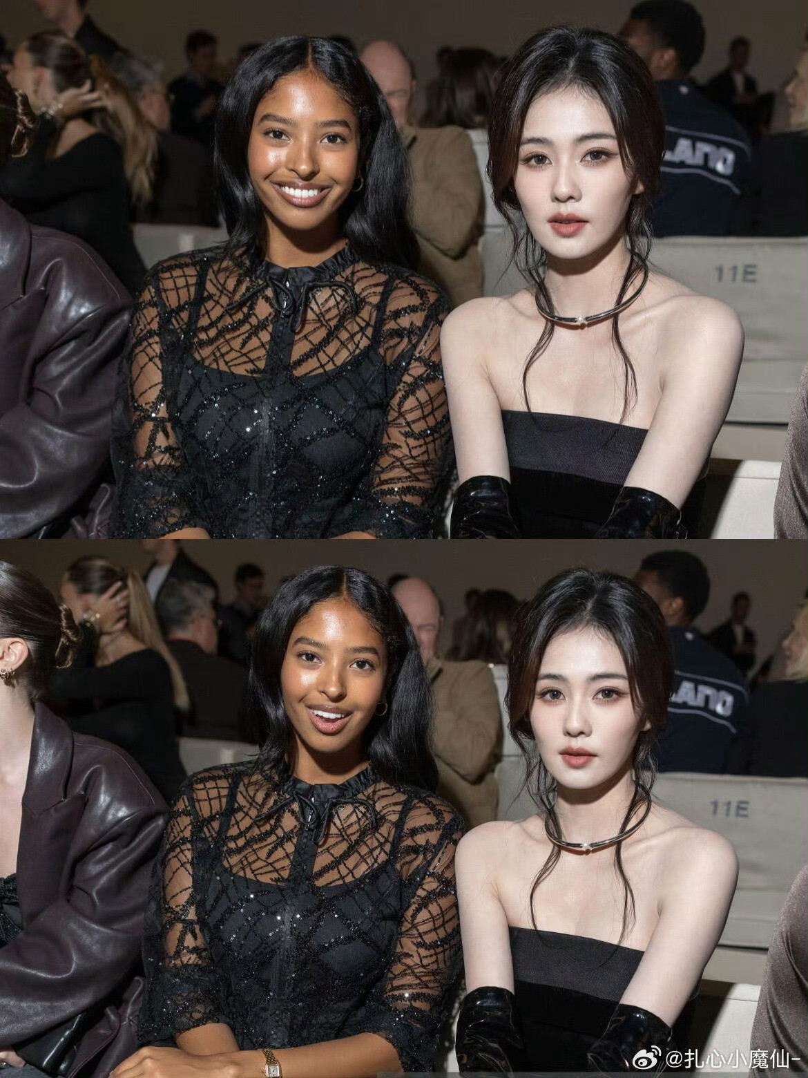 白鹿和科比大女儿同框看秀​​​​