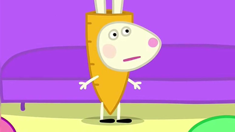 小猪佩奇 佩琪自己选自己是赢家,爸爸不让,她只好选了胡萝卜赢