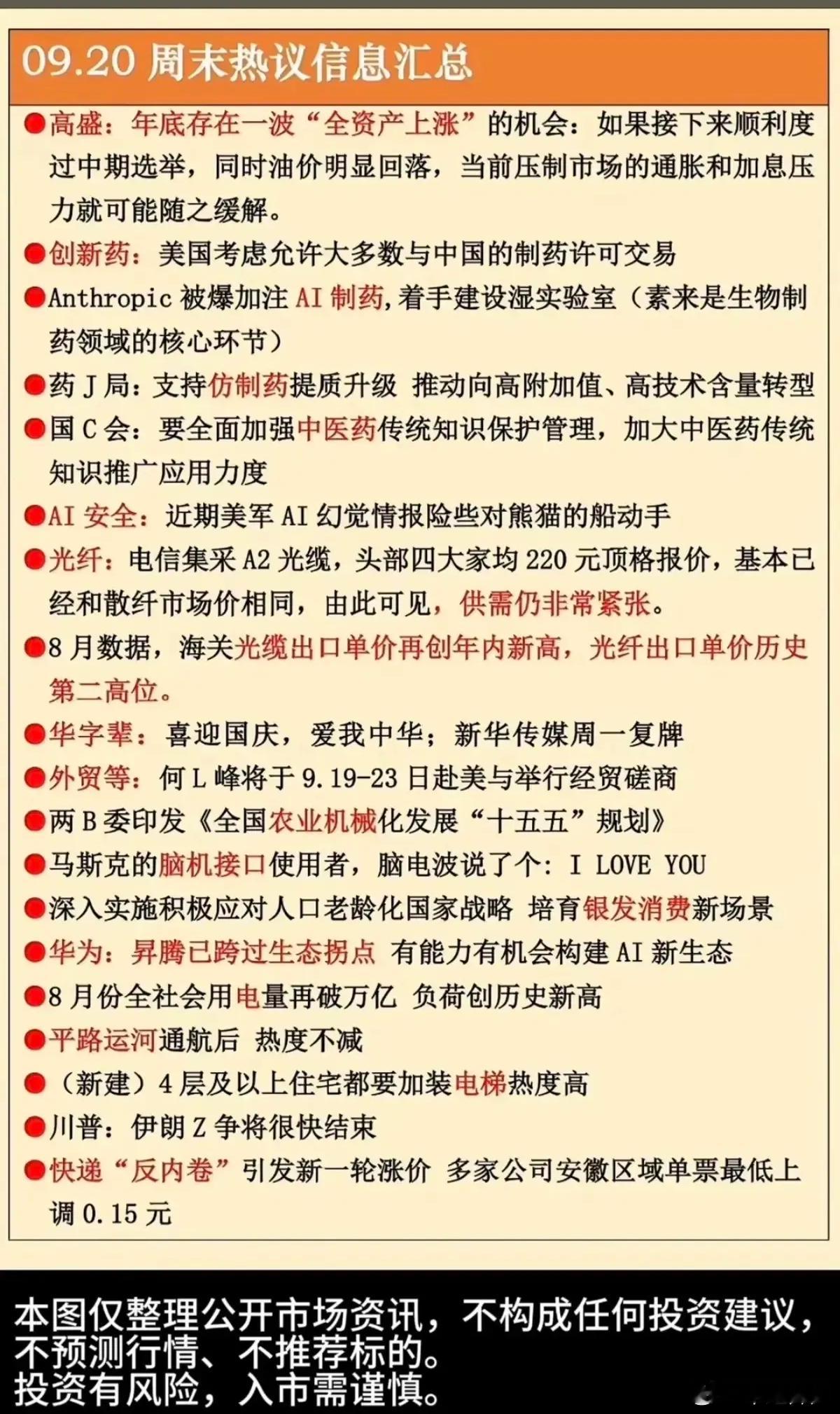 周末利好密集落地！9月21日盘前主线+人气龙头全梳理周末市场催化不断，多条产业利好集中发酵，覆盖算力