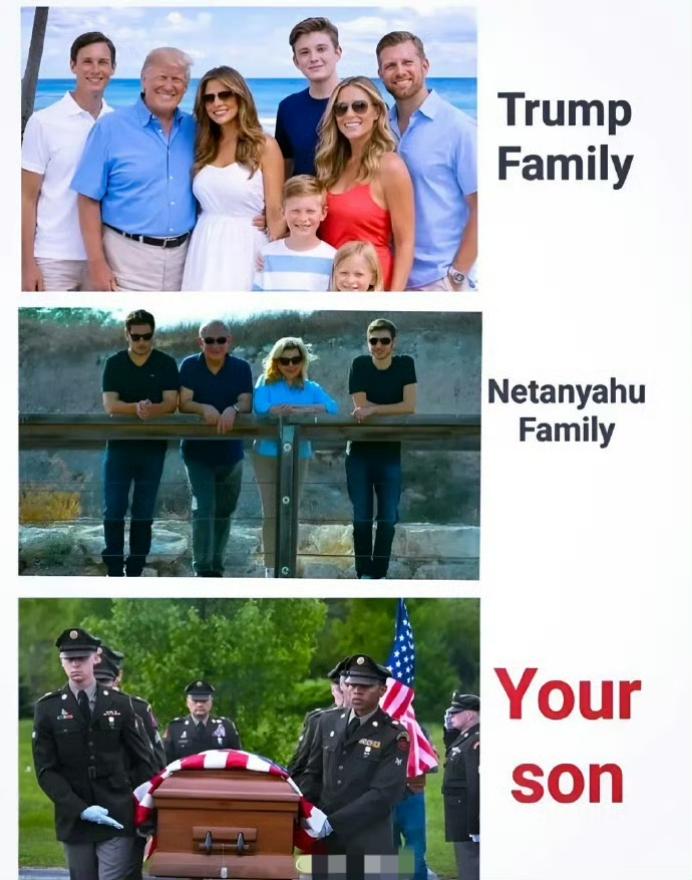 外网热转图片。第一张图应该触及不了美国人的内心，因为目前美军伤亡真不大，但第二张