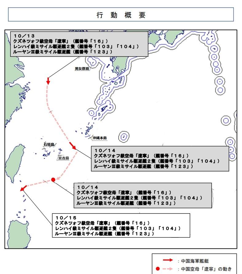 辽宁舰编队在西太平洋虚晃一枪，进入南海 15日，日本防卫省统合幕僚监部更新了