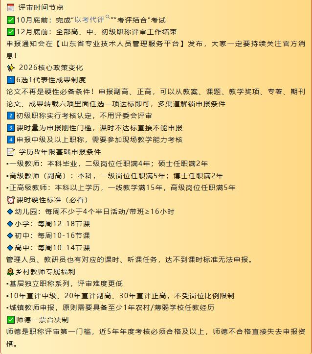 【重要通知】山东省中小学教师评审最新标准中小学教师职称评审政策解读！今天整理部