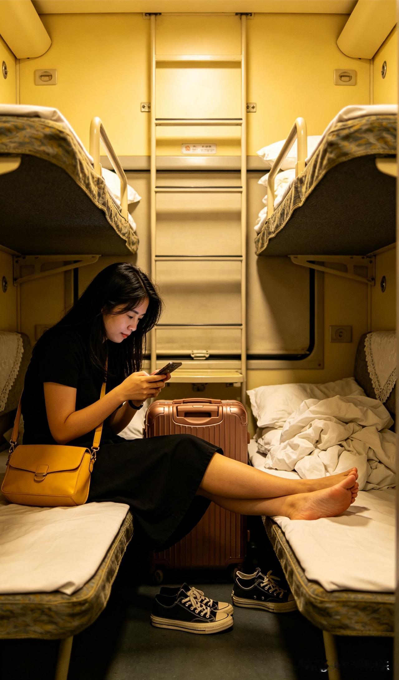 ai宝妈坐火车去出差，一边玩手机，一边放松ai宝妈宝妈aiAI高铁淑女照a