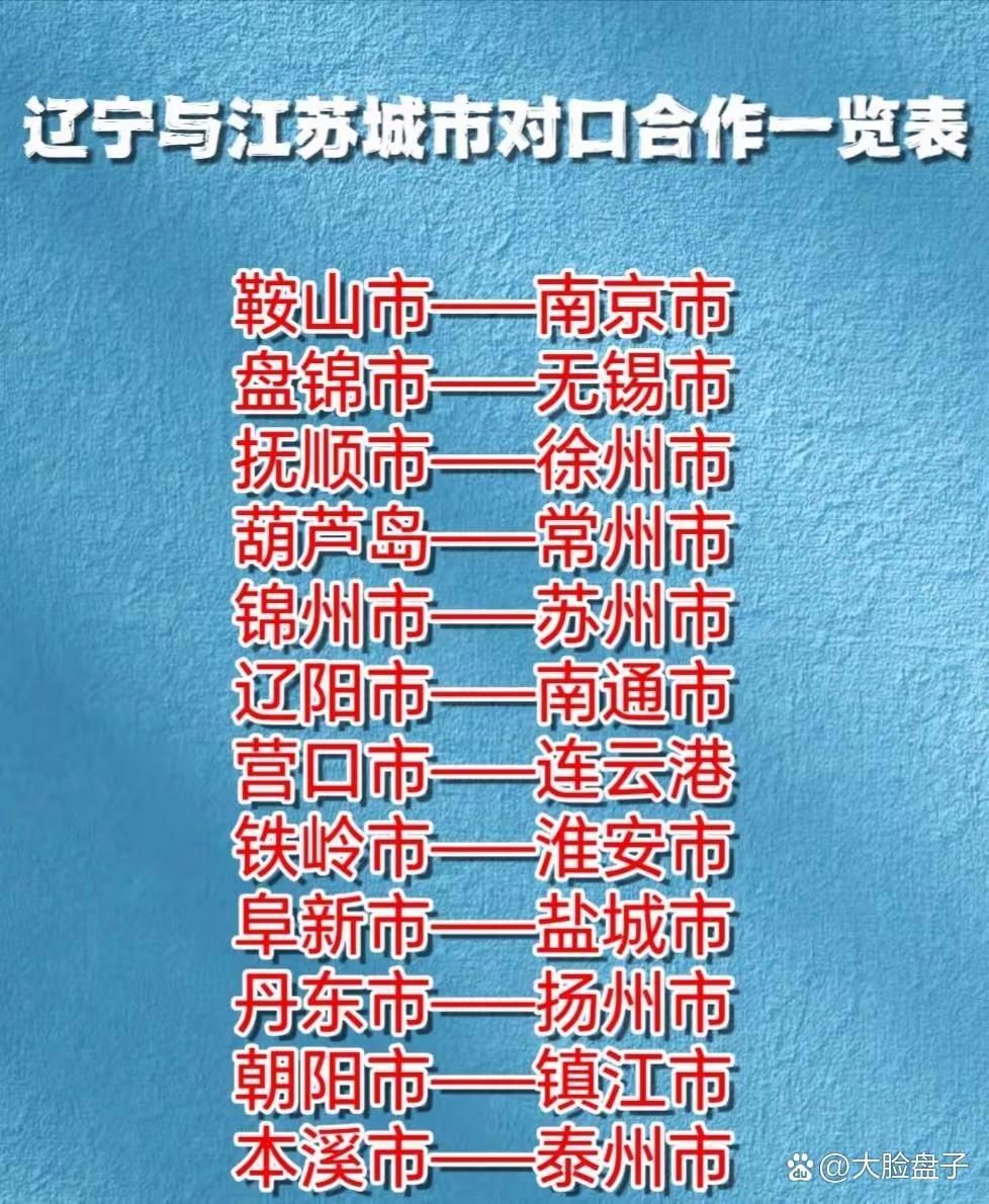 帮扶城市没想到徐州对口帮扶辽宁抚顺，这任务挺重的吧。江苏对口帮扶辽宁，感觉处