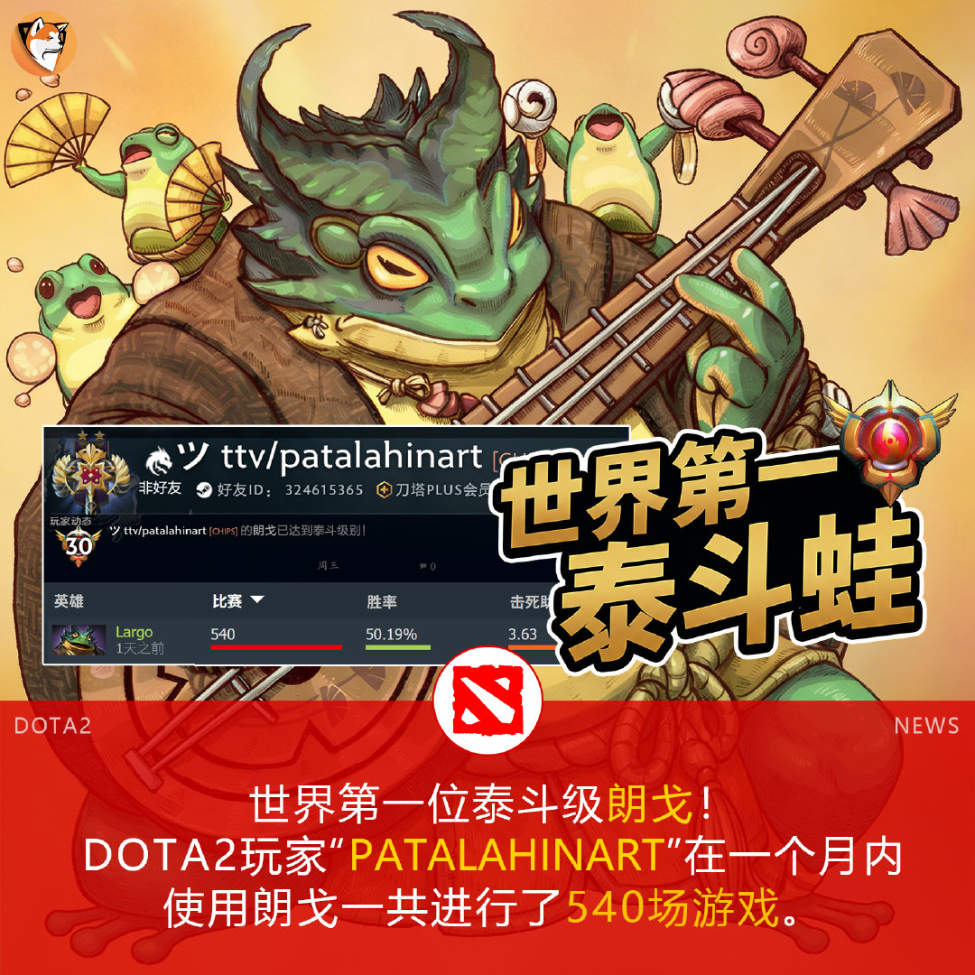 1个月玩540把也太强了！世界第一位泰斗级朗戈！DOTA2Dota2趣闻