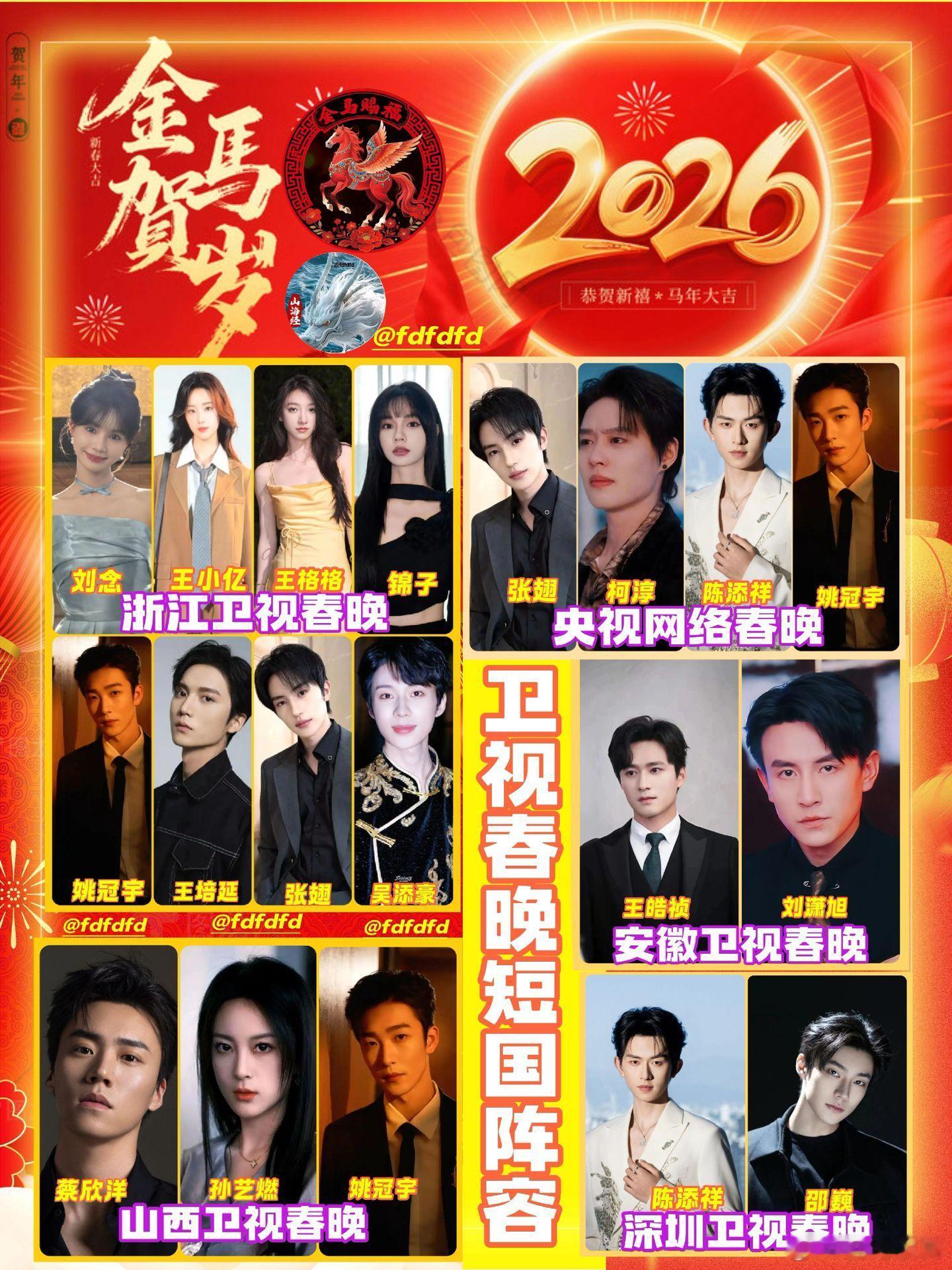 短剧八位男女顶流春晚合体2026各大卫视春晚短剧演员阵容（截至2月4日，已确认录