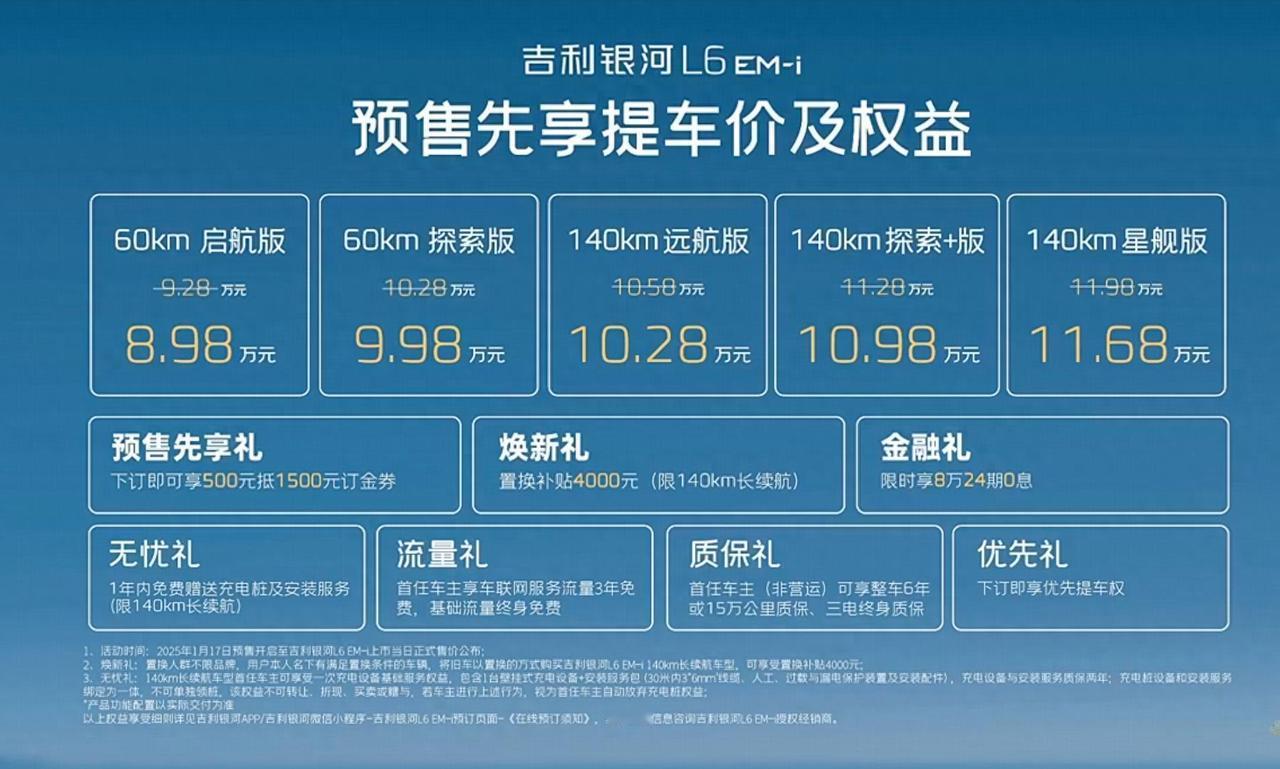 预售价8.98万起，续航超2000公里，吉利银河L6EM-i即将上市近日，吉