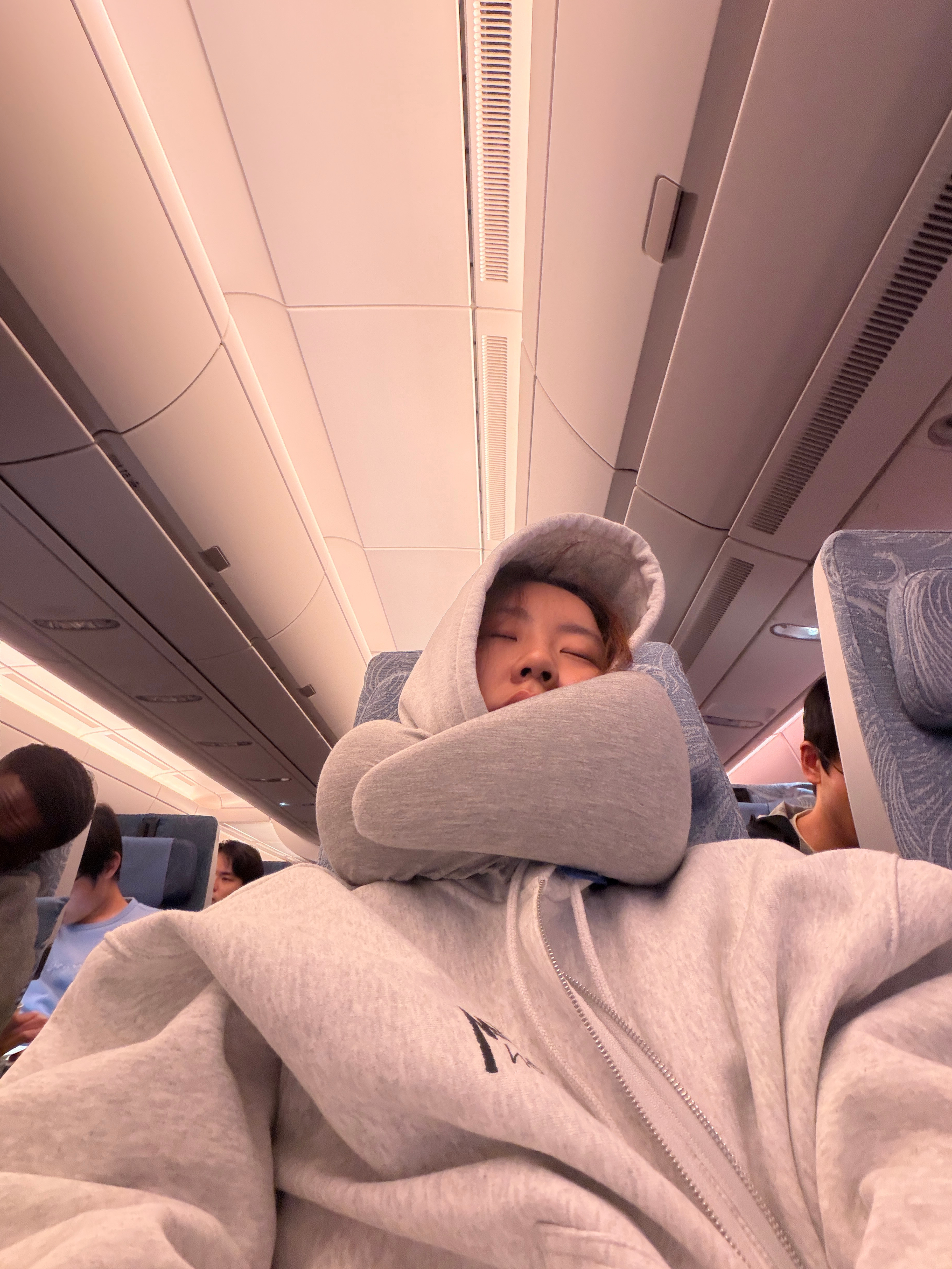 你们知道吗我回来的时候在飞机上来姨妈了我有预感所以我提前垫了姨妈巾但是还是漏