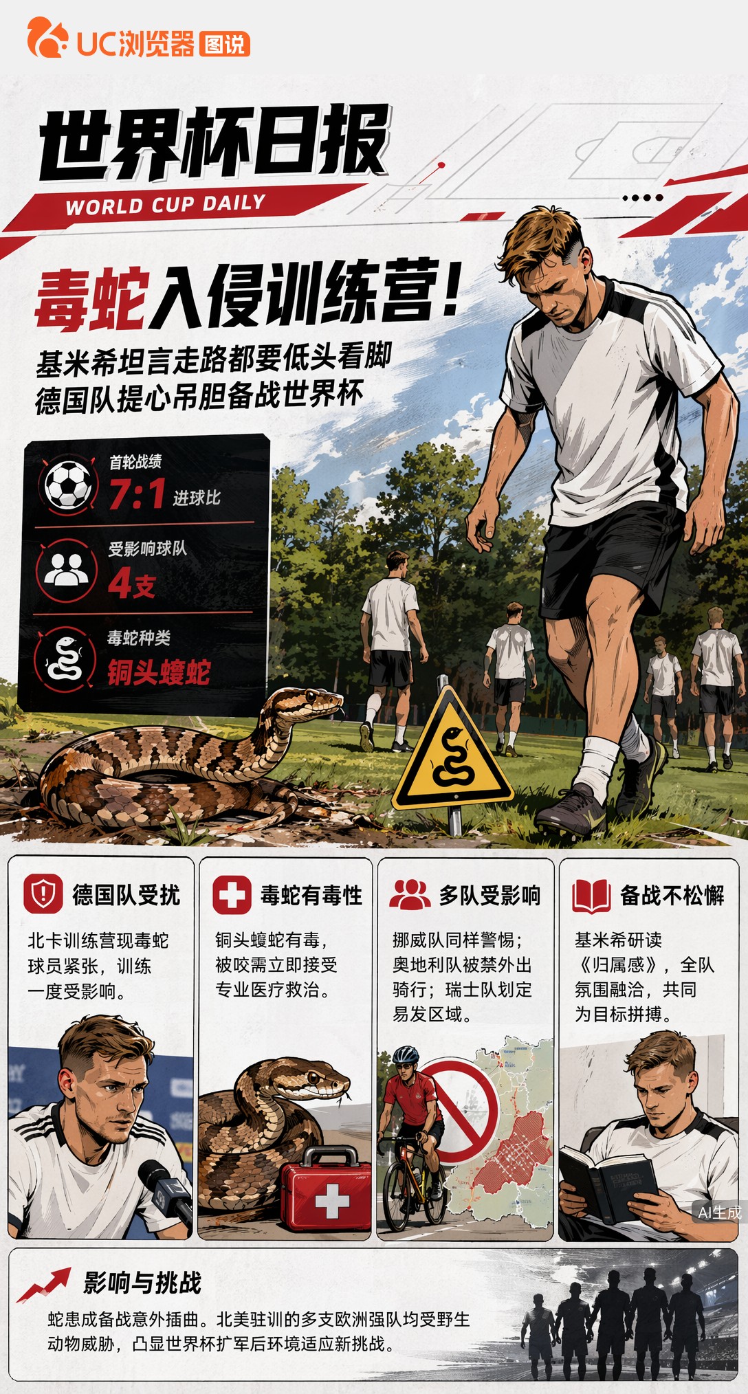 毒蛇入侵训练营！基米希坦言走路都要低头看脚，德国队提心吊胆备战世界杯