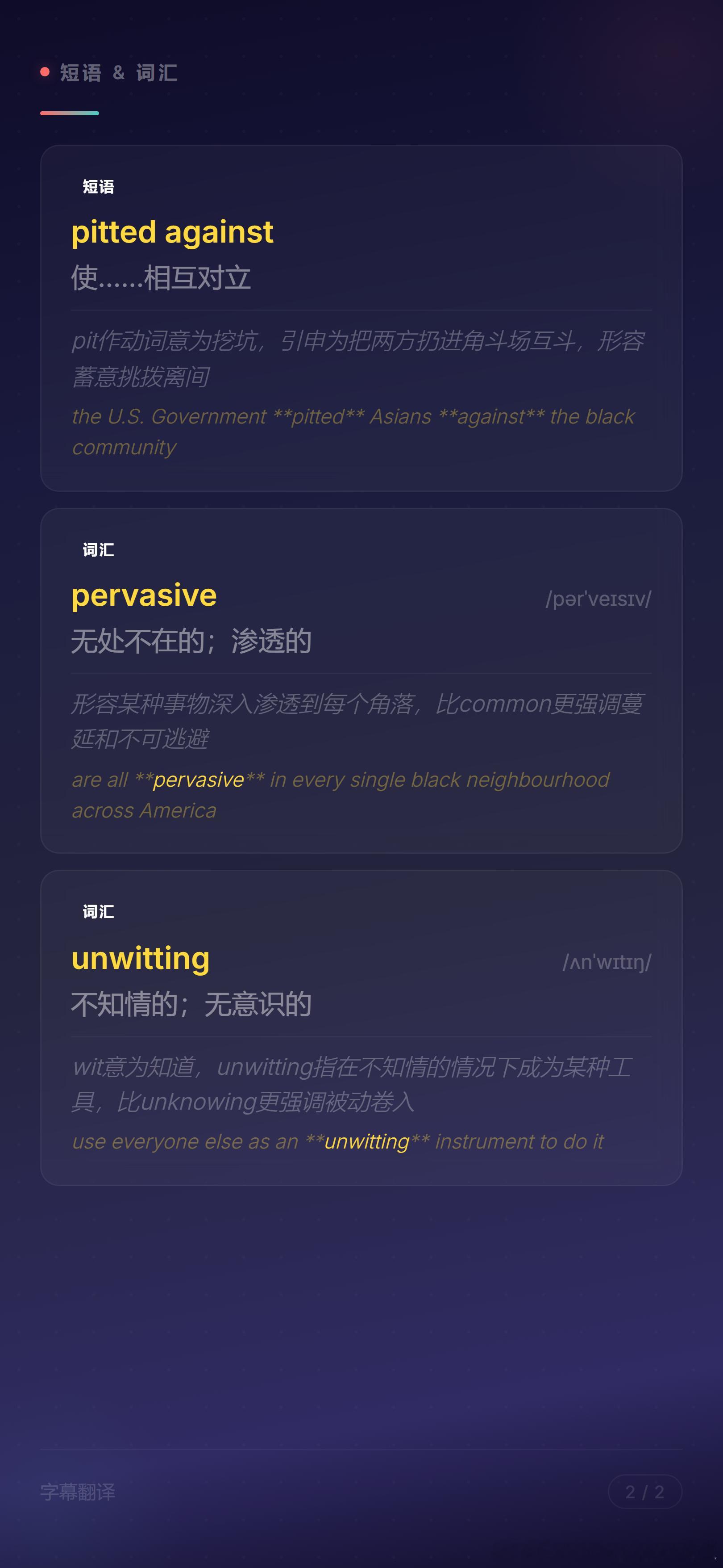 《为什么黑人社区里全是中餐馆？》亮点词汇汇总