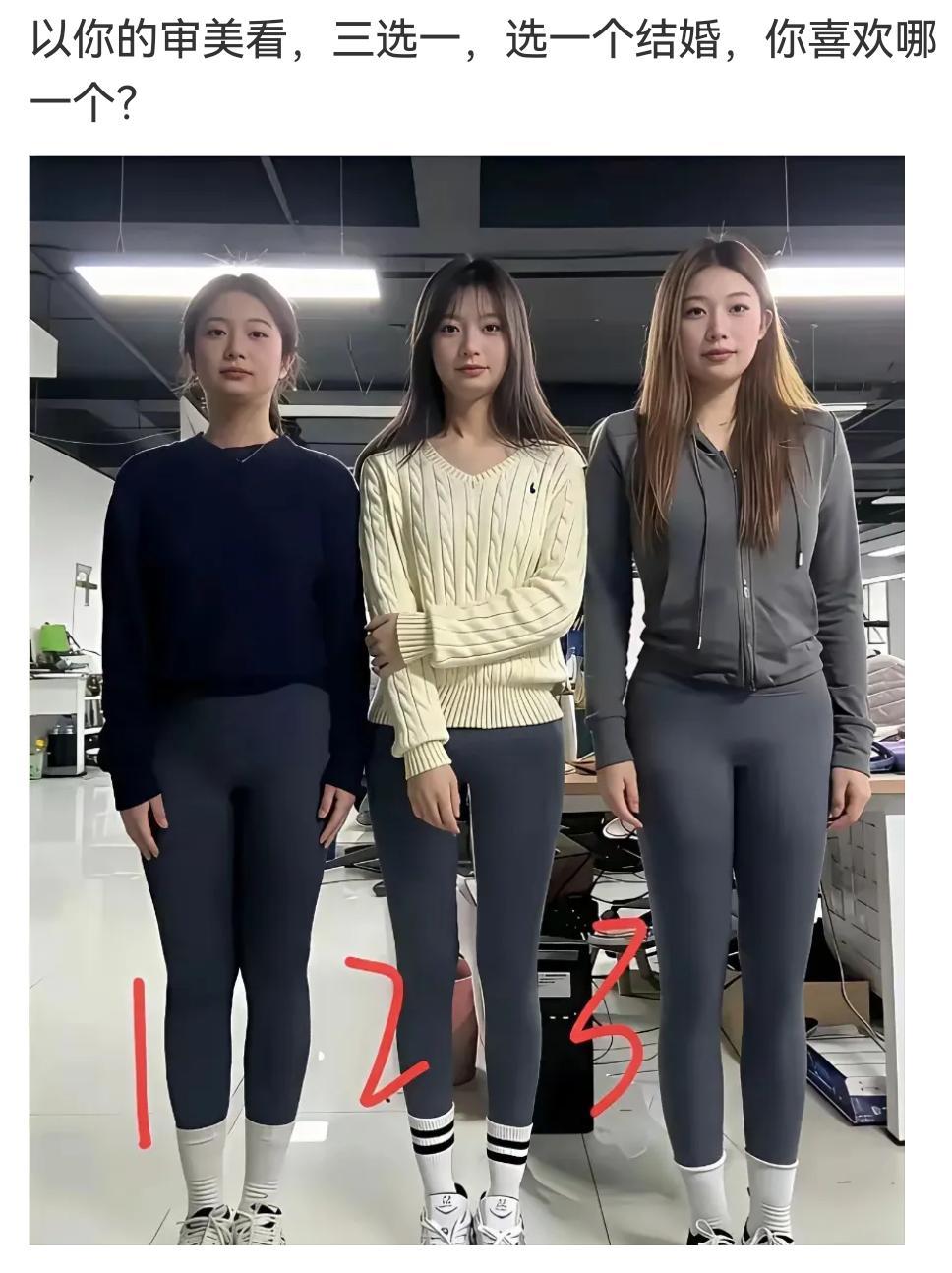 以你的审美你感觉三个里面哪一个最漂亮？要是让我选的话我觉得那个白色毛衣的最漂亮，