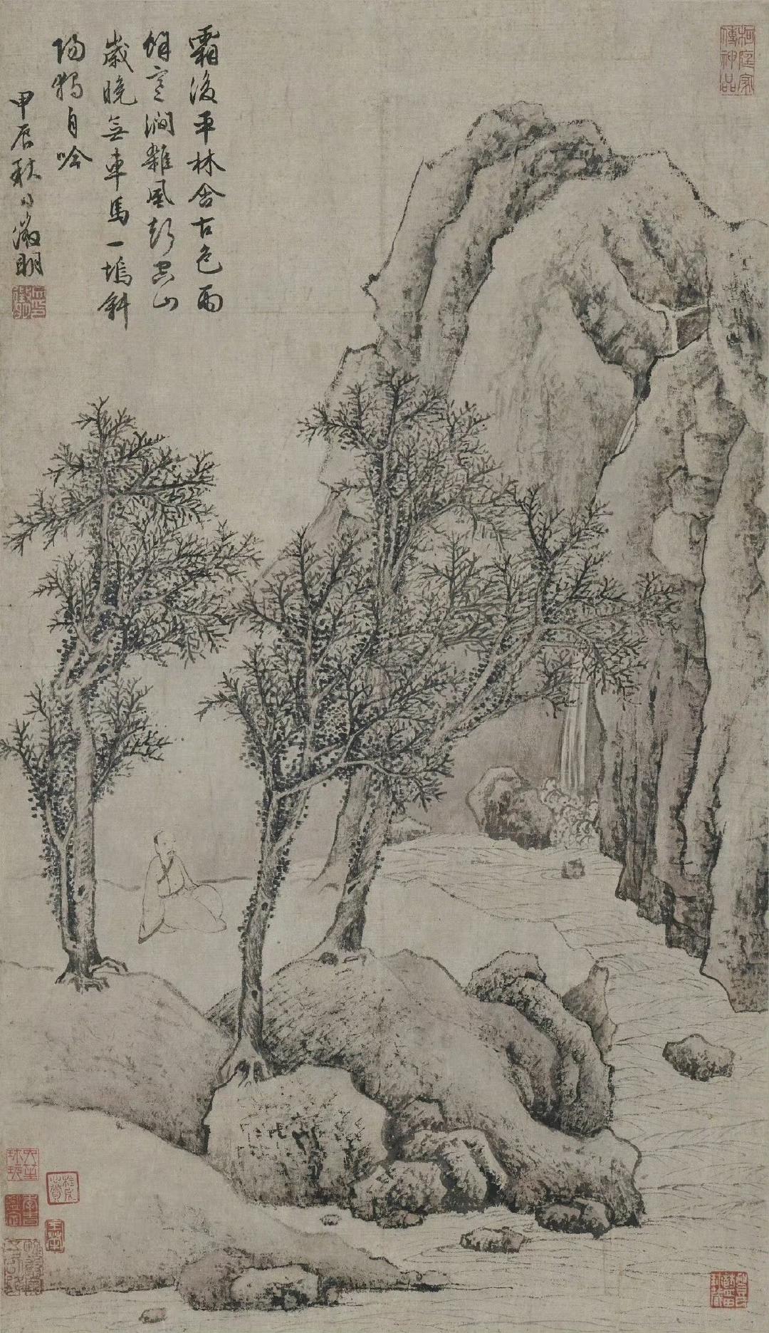 文征明的《空山寒涧图》是其绘画代表作之一，-整幅作品空灵，多枯笔，颇有董源（北苑