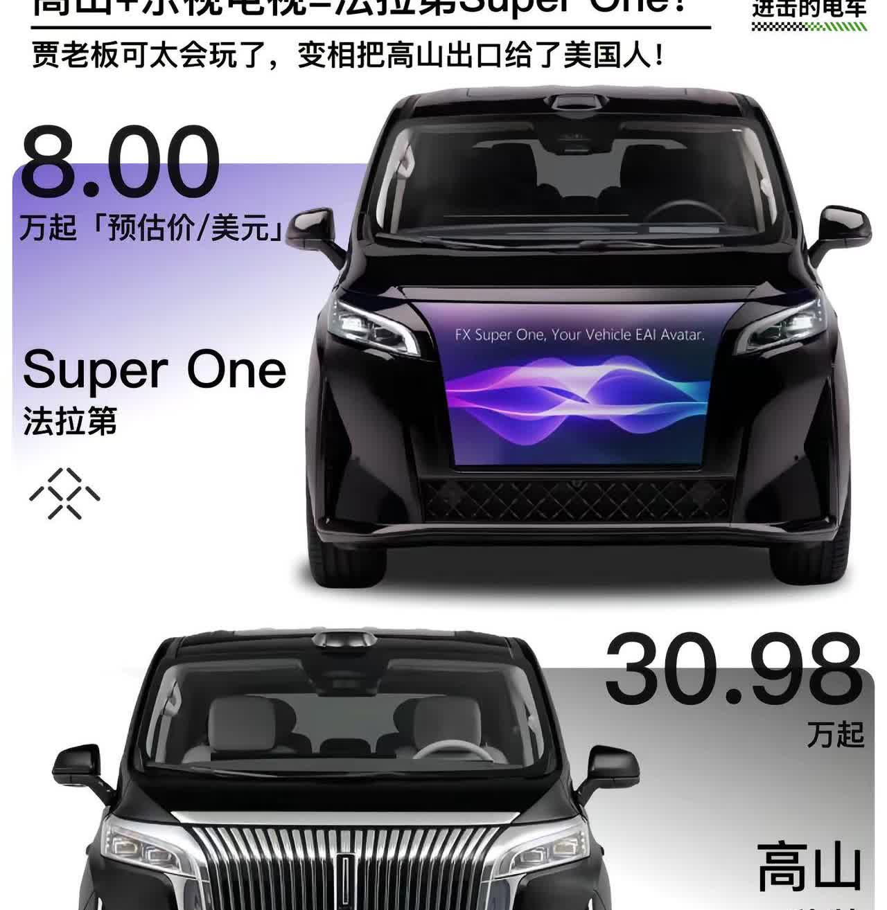 高山+乐视电视=法拉第SuperOne.贾老板可太会玩了，变相把高山出口给了美