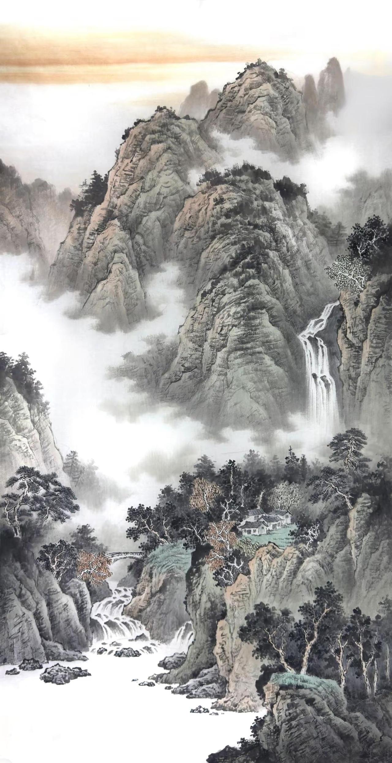 云山幽居图。写意山水创作者中心创作灵感国画山水作品欣赏山水作品山水中国画