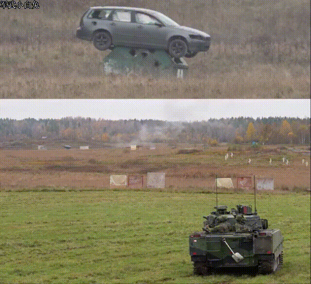 看瑞典CV9040步战车40毫米机炮射击汽车效果。CV9040安装一门博福斯L