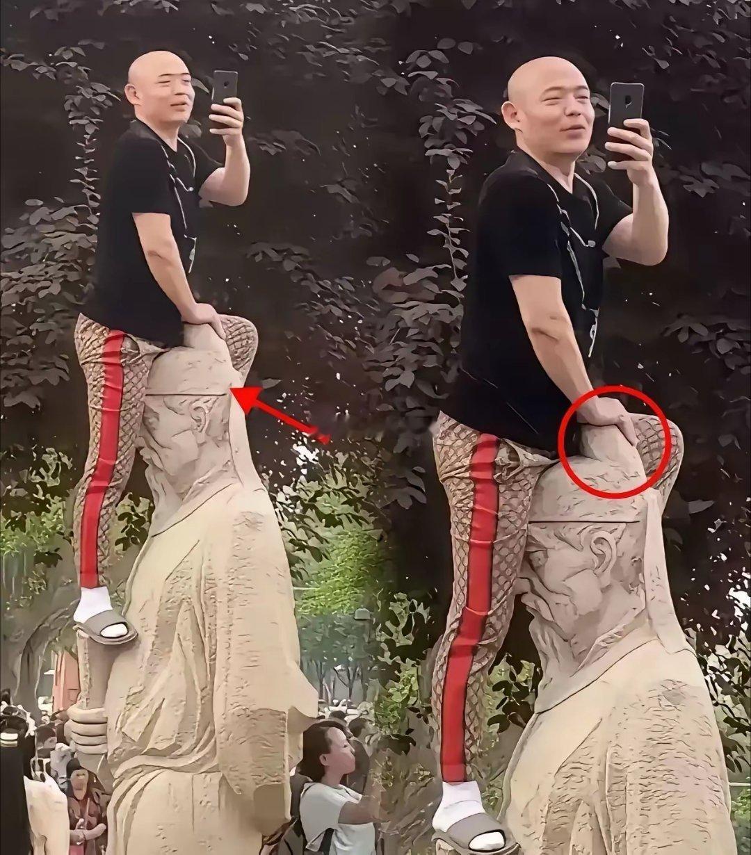 真是卧龙凤雏！​​前有光头骑李白，现有大妈踏雷锋​​​