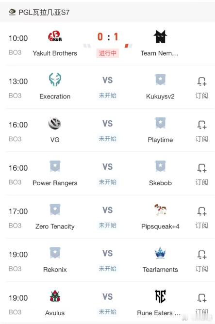 PGL的亚洲区预选赛开始了，YB正在打TN，16点是新VG的首秀，19点Lou神