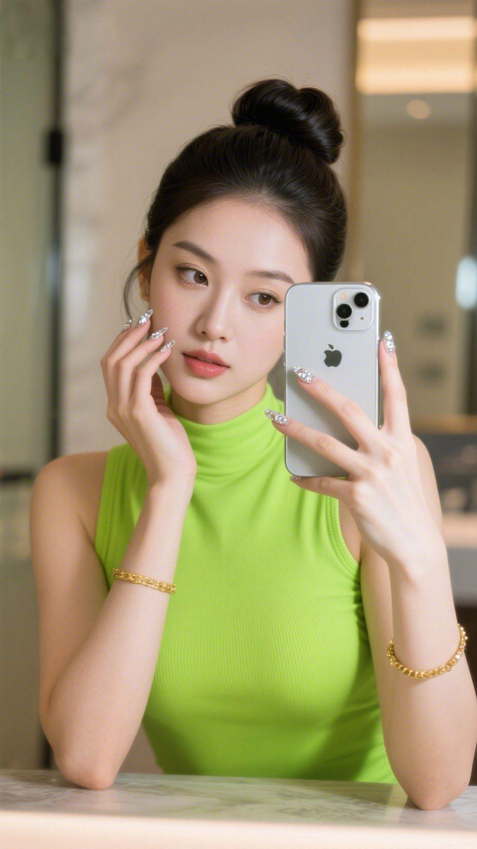 《青柠色的松弛》晨光漫过桌沿时，她像携了缕夏的明朗。青柠色衣料裹着舒