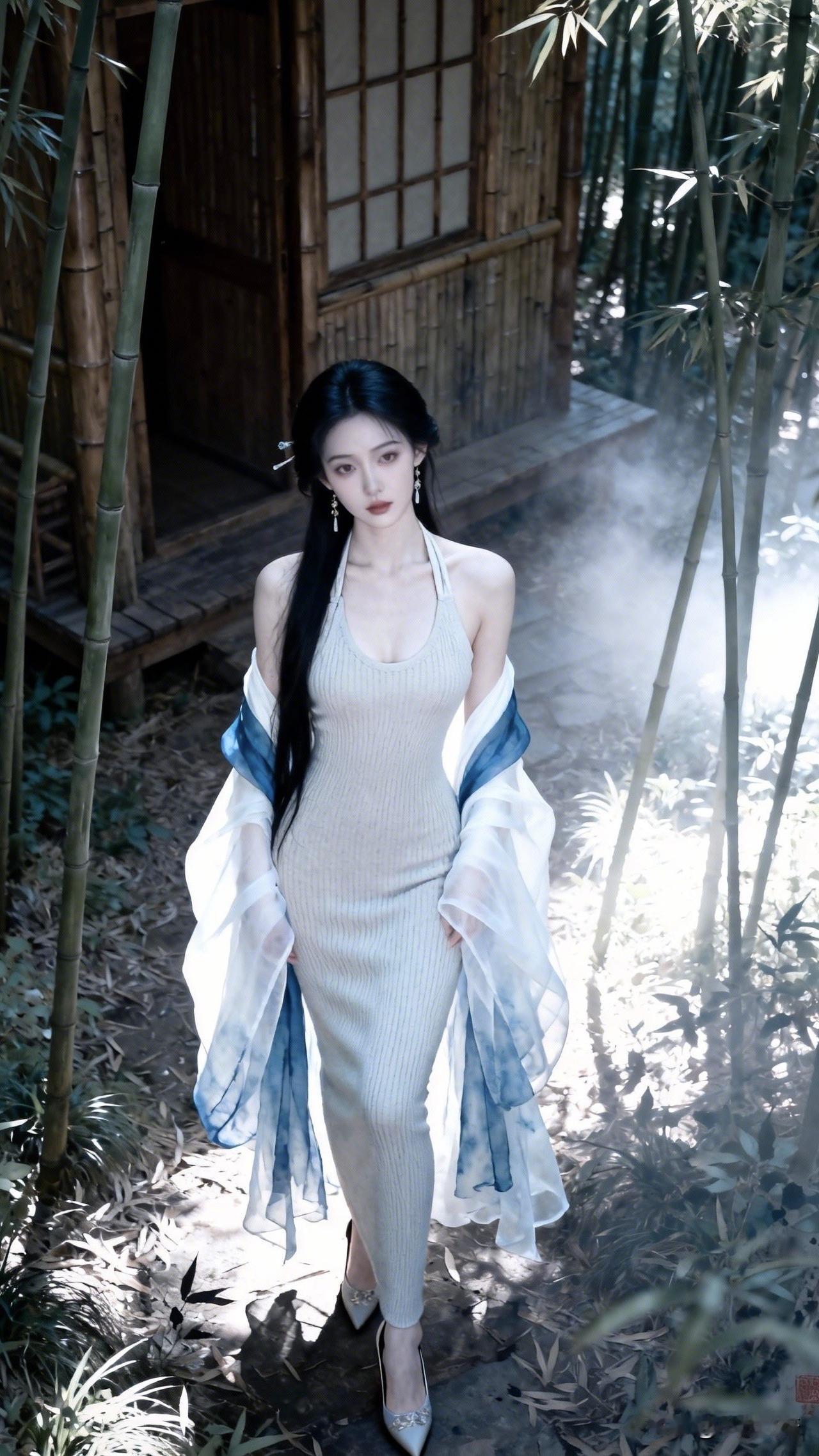 ：您总说佳人何处寻？你听：“画江湖，凭栏意，竹林深处有仙气；佳人出，情深似，如诗