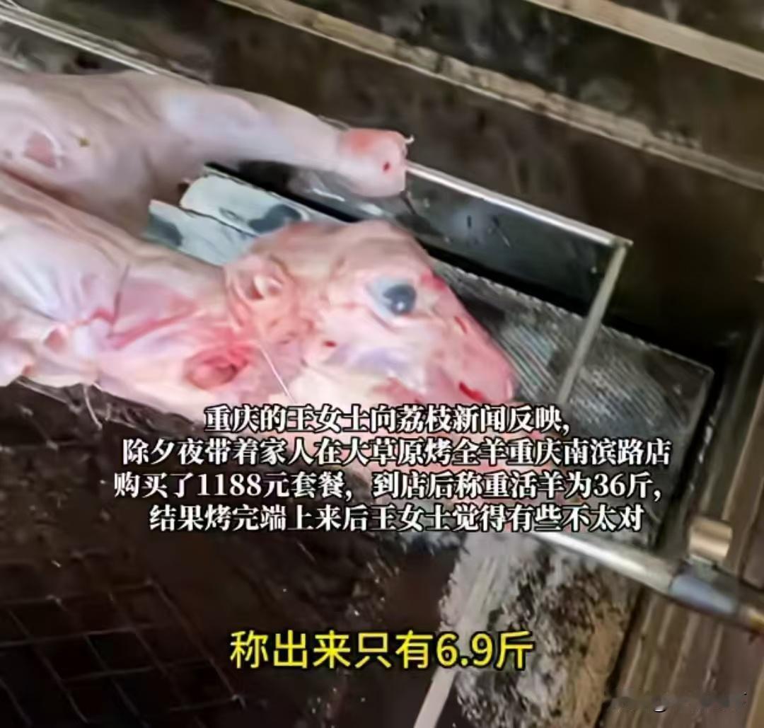 重庆烤全羊宰客！36斤活羊烤完剩6.9斤，官方通报太解气！除夕夜，重庆王女