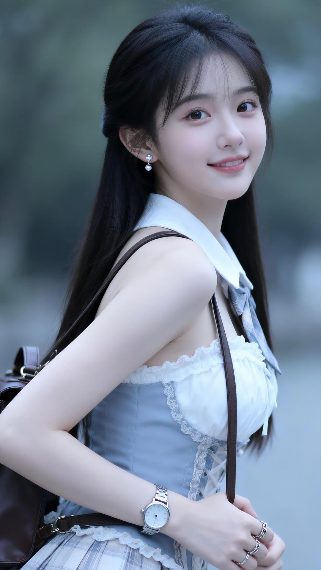 甜美少女风，优雅连衣裙，微笑动人！🌸💕