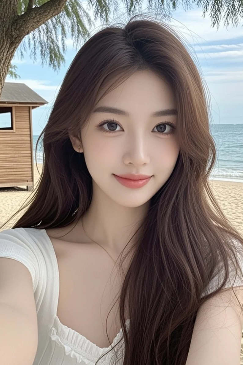 在海边的小木屋旁，她笑成了夏日最美的风景