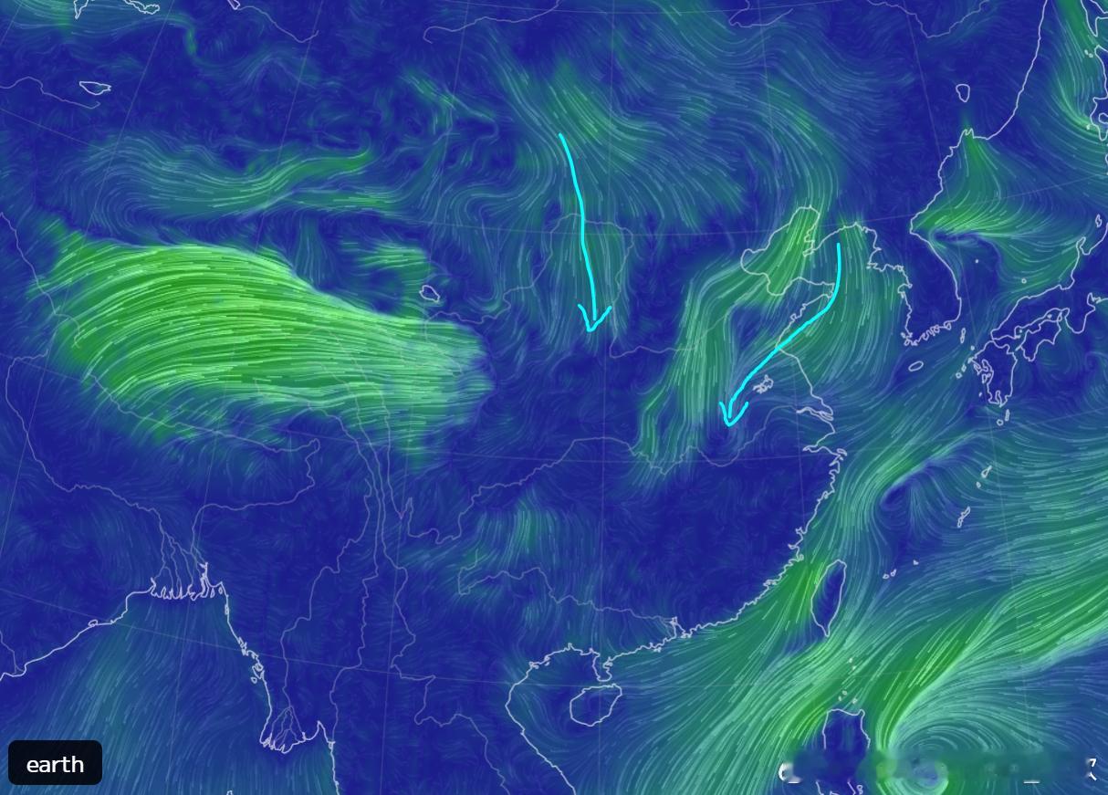 【雨雪】今天08-14时，降水主要是山东一带，近地面低空东北风（图2为1000百