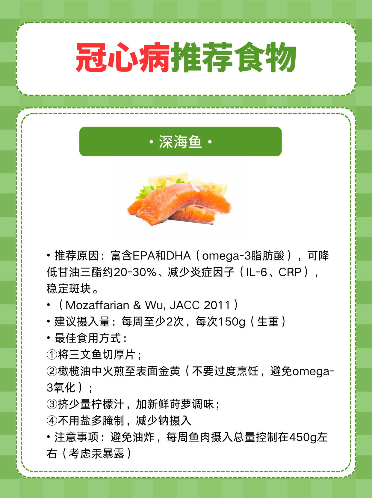 适合冠心病的8类食物地中海饮食是目前对冠心病一级预防和二级预防证据最充分的饮食