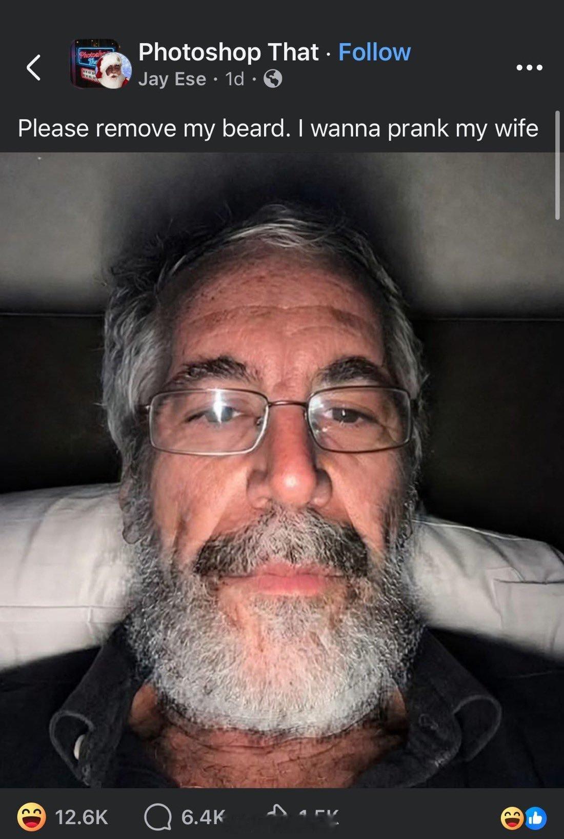 这名男子在Facebook上请求网友帮他Ps去除胡子后，照片被广泛传播。