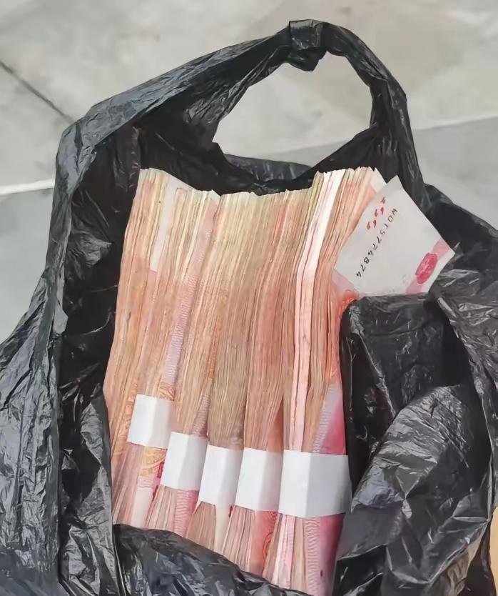 晚饭后在小区溜达，她路过草坪时看见脚边有个没人管的包。踢了踢，感觉里面分量不轻