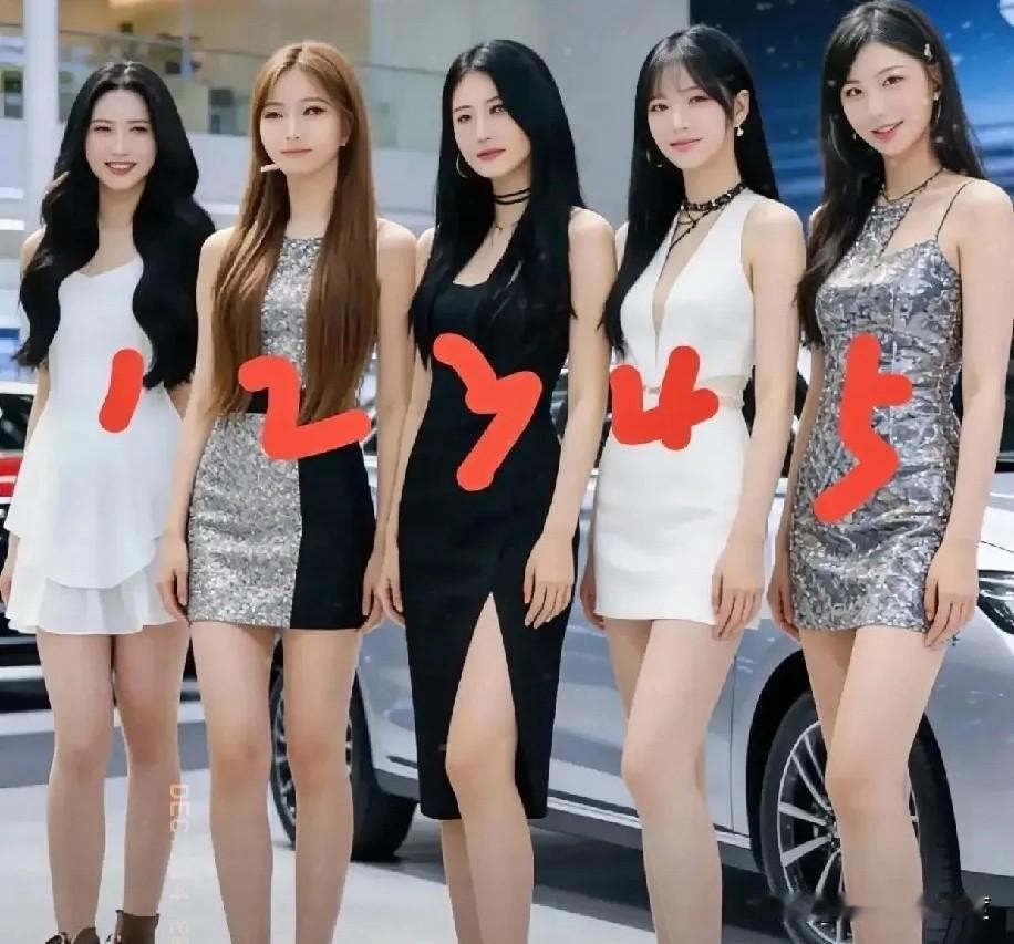 五位美女亮相，风格各异，你心中的第一名是哪位？我仔细看了看，个人更偏爱4号。