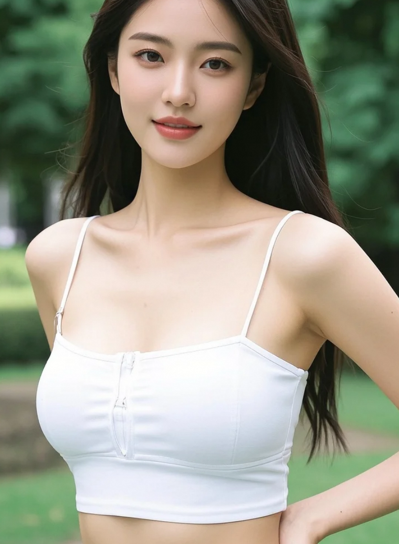少妇漫步户外，优雅气质与美景交融