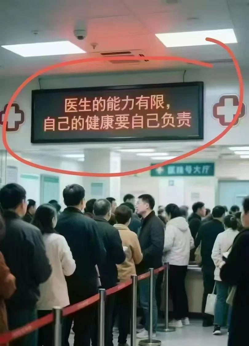 医院新标语来了，医生的能力有限，自己的健康要自己负责。