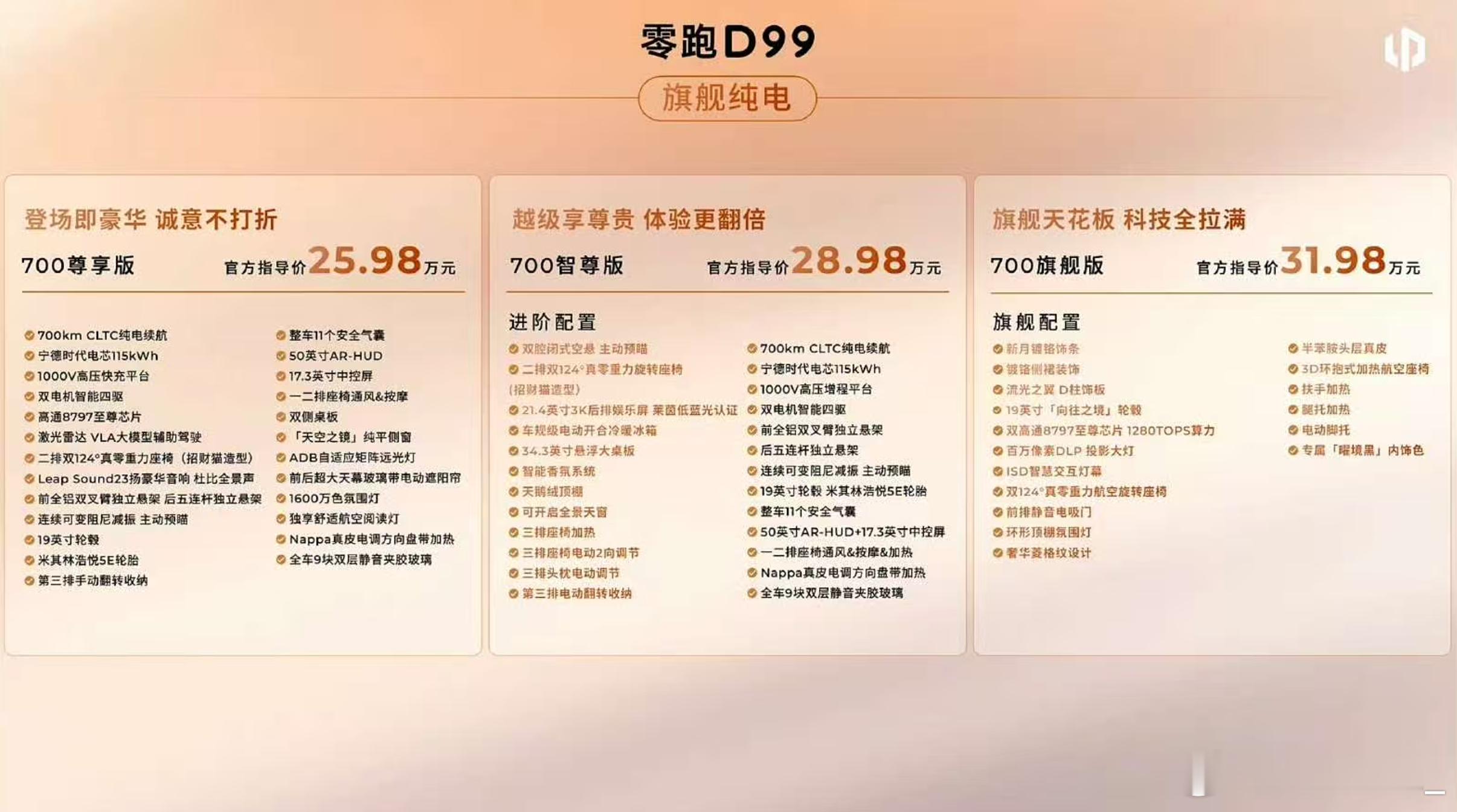 再看一台MPV——零跑D99增程480km：24.98~27.98~30.98万