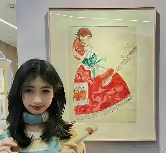 一边是冯小刚女儿精心创作的画作，一边是李湘女儿认真绘制的作品，大家觉得两位小画家
