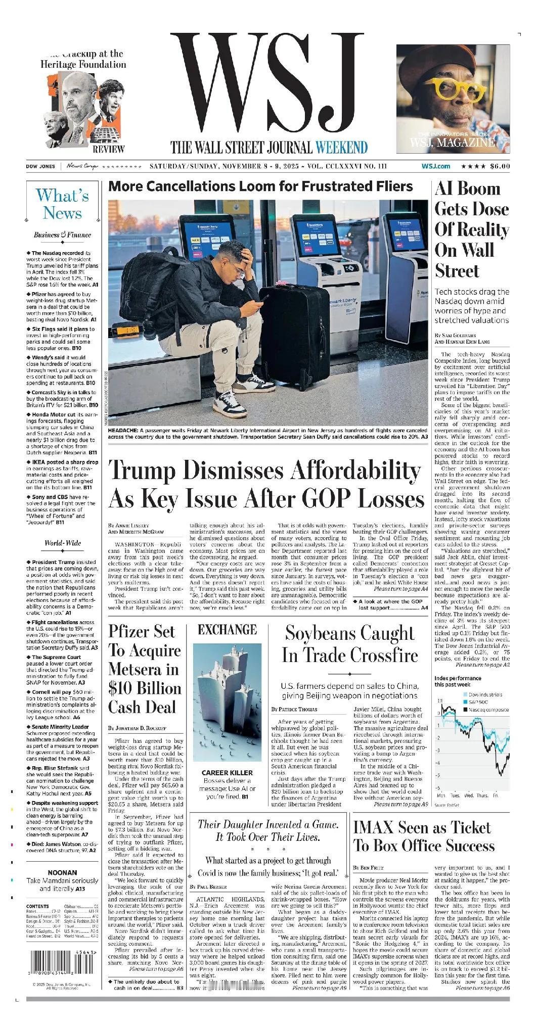 《华尔街日报》头版报道，随着中国政府对相关稀土以及半导体材料暂停管制，现在是囤积