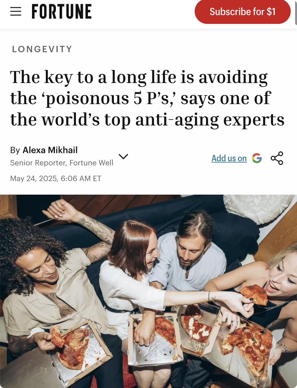 美媒：世界顶级抗衰老专家、南加州大学长寿研究所所长ValterLongo指出，