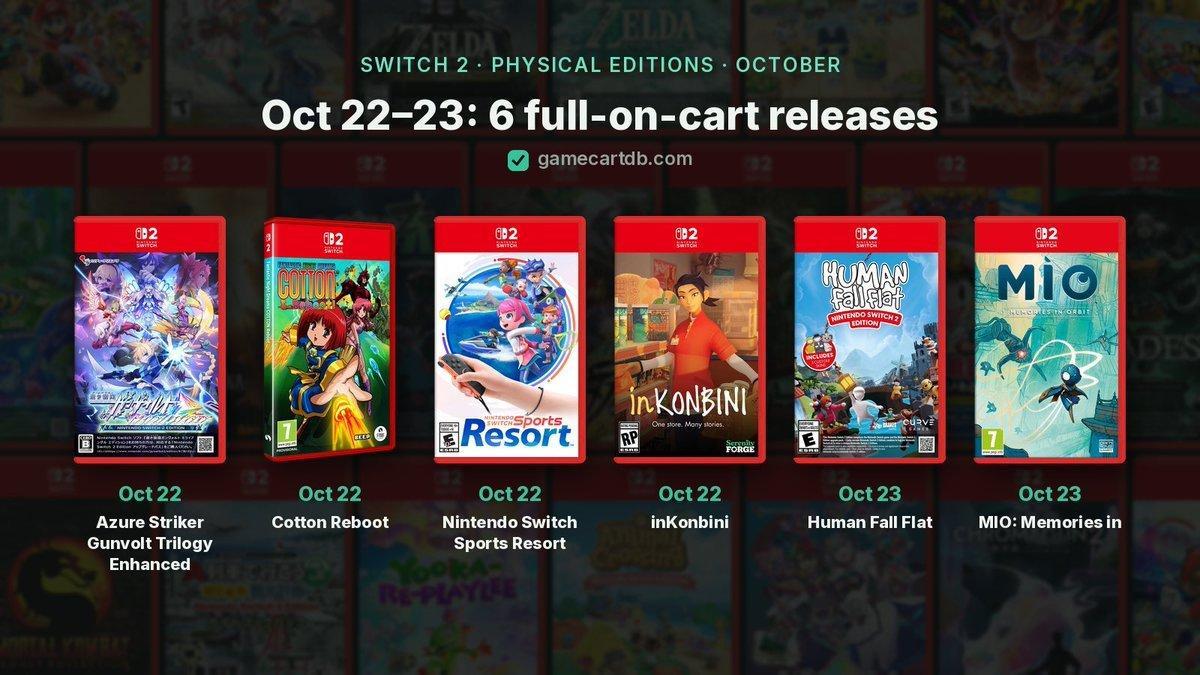 10月Switch2完整数据实体卡汇总！推主GameCartDB汇总了将于10