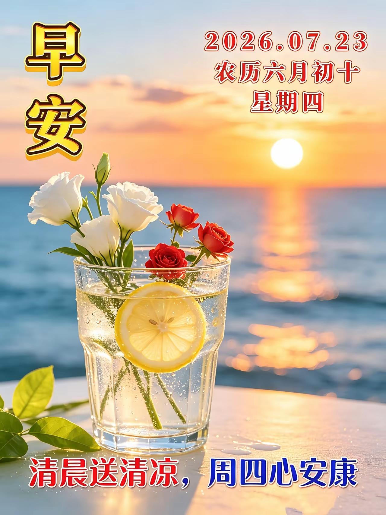 7.23日🌹🍎早上好😄🌹大伏至不负骄阳，愿健康“暑”于我们，好运幸福快