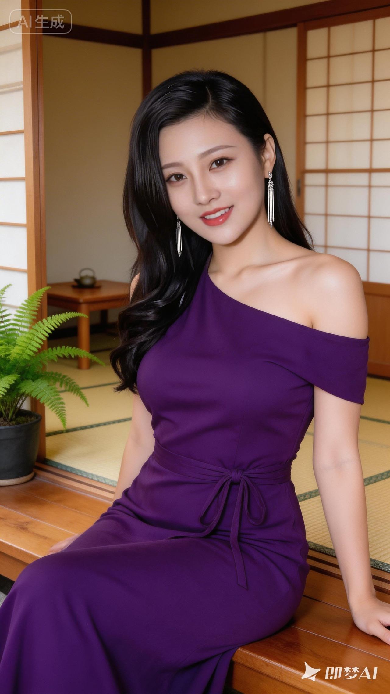 优雅紫裙，尽显东方韵味