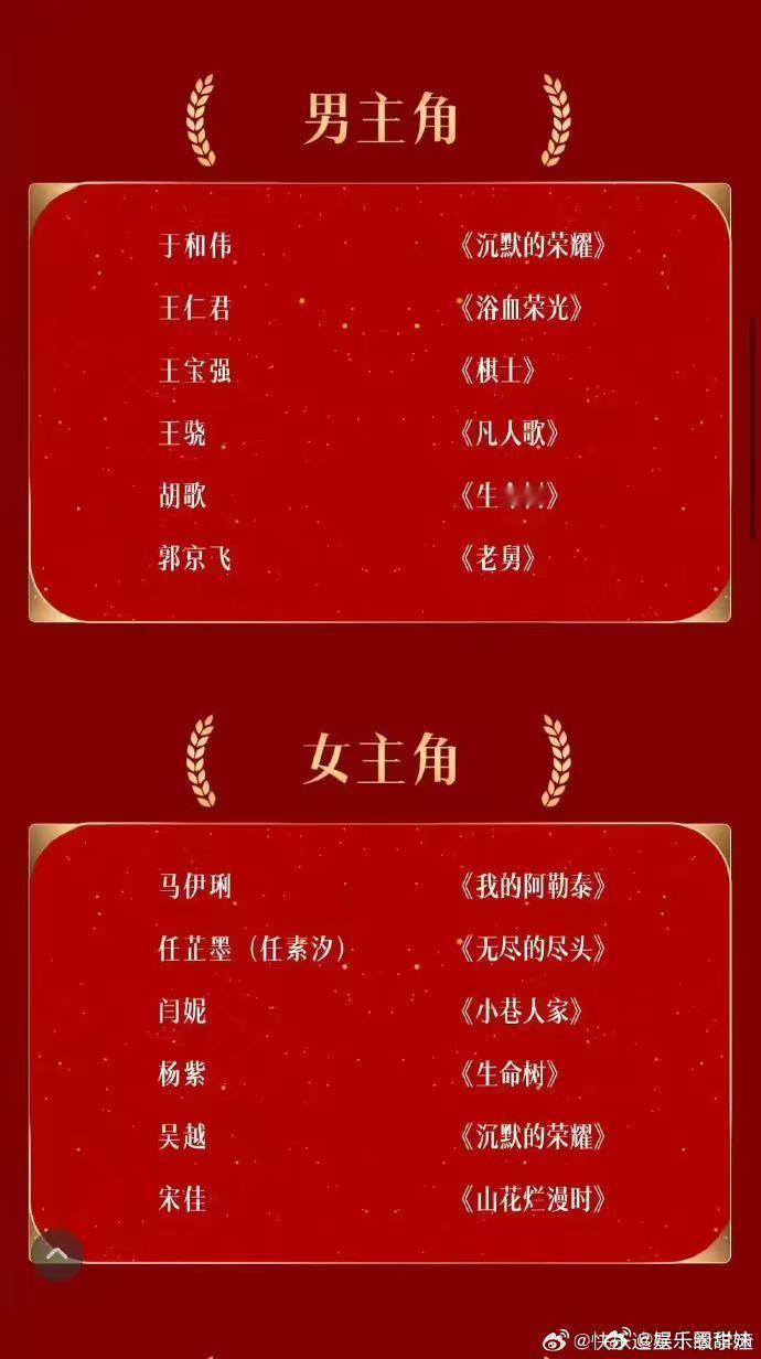 第33届金鹰奖提名名单